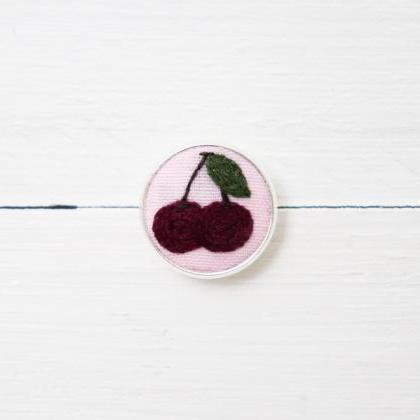 Miniature Embroidery Pin Cherry Brooch Cherry Pin..