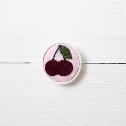 Miniature Embroidery Pin Cherry Brooch Cherry Pin..