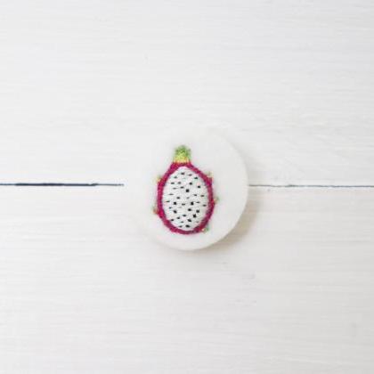 Miniature Embroidery Pin Dragon Fruit Brooch..