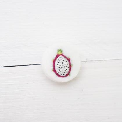 Miniature Embroidery Pin Dragon Fruit Brooch..