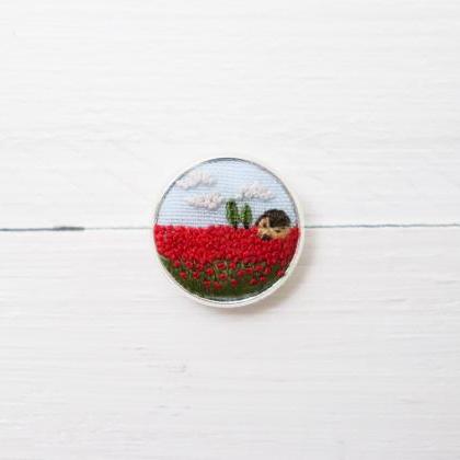 Miniature Embroidery Pin Poppy Brooch Poppy Pin..