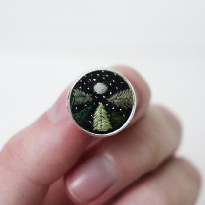 Miniature Embroidery Pin Night Sky Brooch Night..