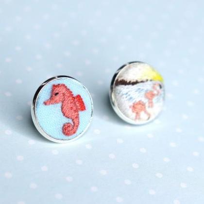 Miniature Embroidery Pin Sea Horse Brooch Sea..