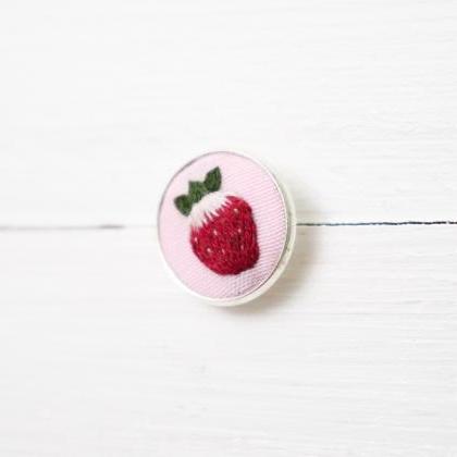 Miniature Embroidery Pin Strawberry Brooch..