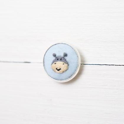 Miniature Embroidery Pin Hippo Brooch Hippo Pin..