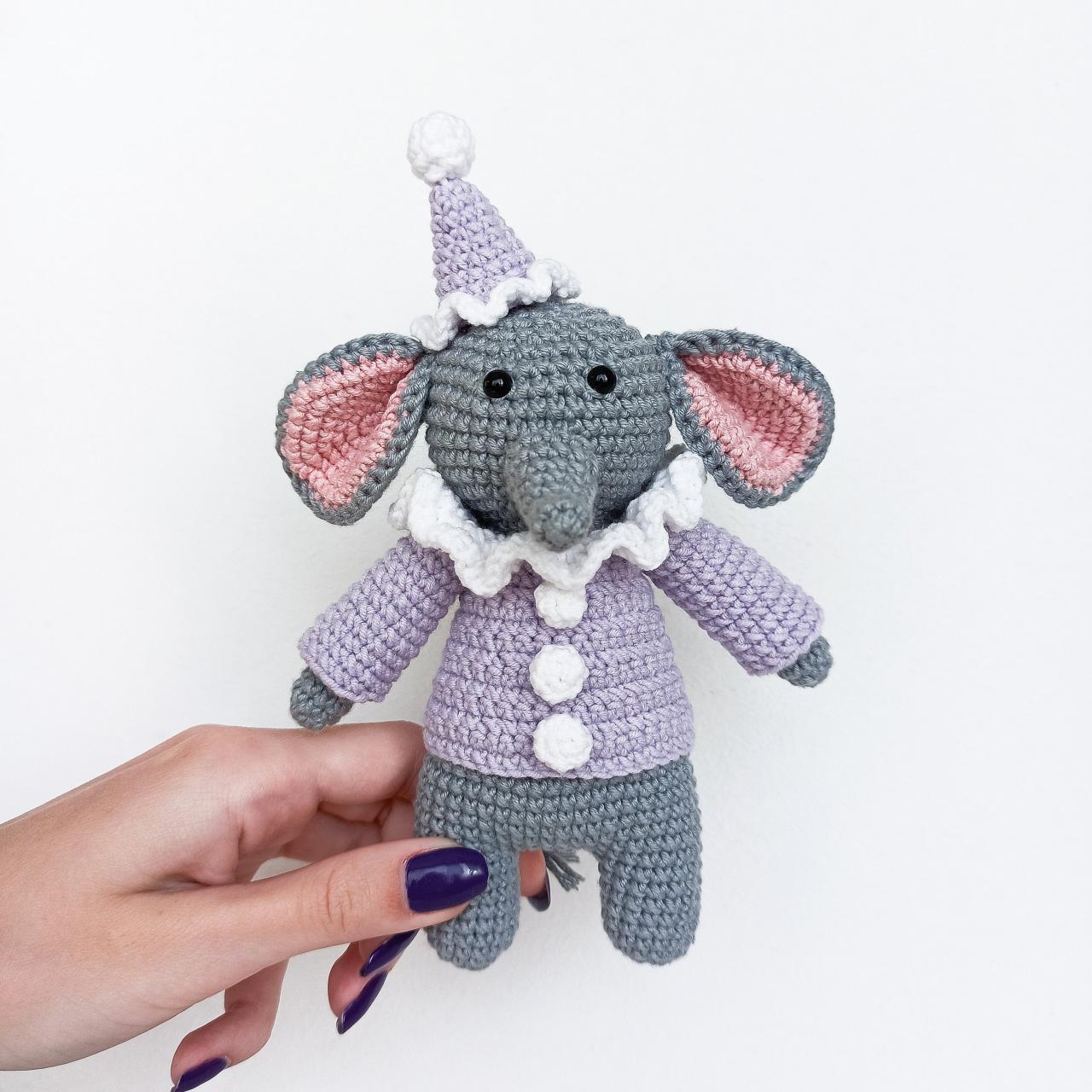 Amigurumi elephant clown Crochet elephant Plush elephant Baby soft toy Elephant toy Animal toy Stuffed toy Stuffed elephant Plush toy