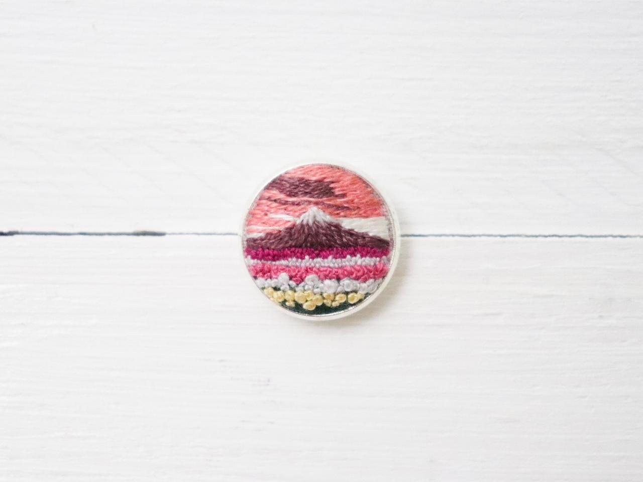 Miniature Embroidery Pin Mountain Brooch Mountain Pin Embroidery Pin Hand Embroidery Embroidered Pin Mountain Collar Pin Travel Pin