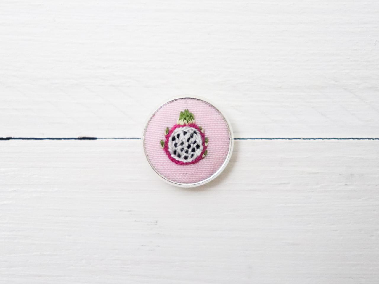Miniature Embroidery Pin Dragon Fruit Brooch Dragon Fruit Pin Embroidery Pin Hand Embroidery Embroidered Pin Pitaya Collar Pin Pitaya Pin