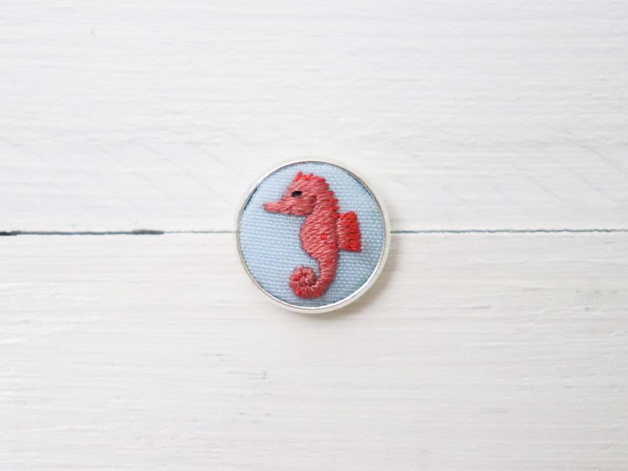 Miniature Embroidery Pin Sea Horse Brooch Sea Horse Pin Embroidery Pin Hand Embroidery Embroidered Pin Sea Horse Collar Pin