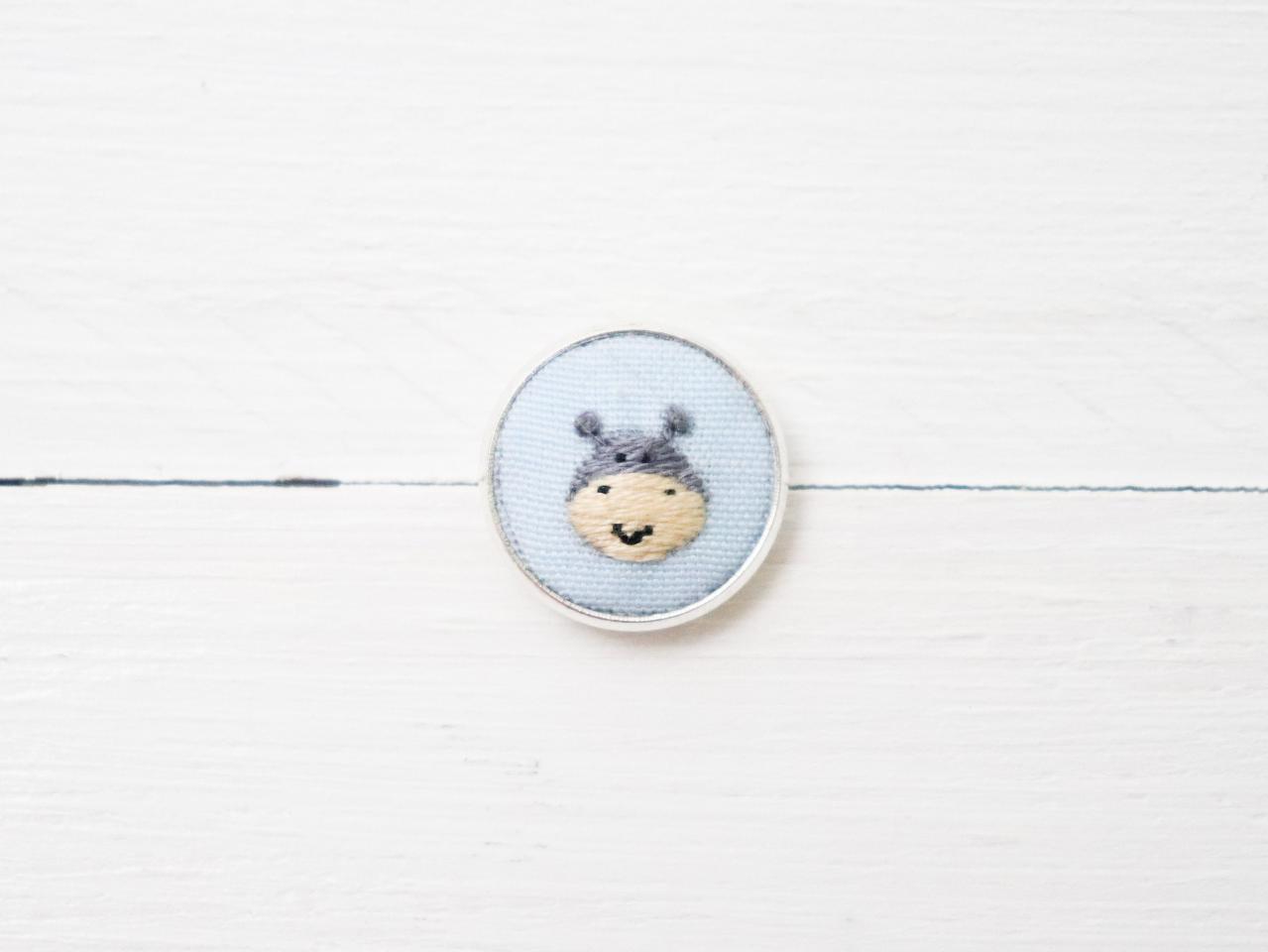 Miniature Embroidery Pin Hippo Brooch Hippo Pin Embroidery Pin Hand