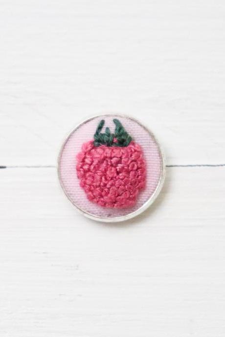 Miniature Embroidery Pin Raspberry Brooch Raspberry Pin Embroidery Pin Hand Embroidery Embroidered Pin Raspberry Collar Pin Berry Pin