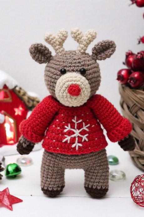 Amigurumi Deer Crochet Deer Plush Deer Baby Soft Toy Baby Shower Gift Baby Gift Christmas Gift Soft Deer Rudolf Deer Amigurumi Raindeer