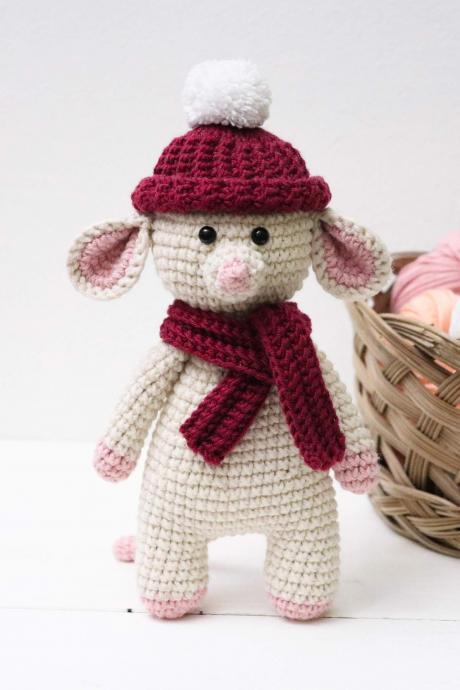 Amigurumi Mouse Crochet Mouse Plush Mouse Stuffed Mouse Toy Crochet Animal Baby Soft Toy Newborn Baby Gift Baby Shower Gift